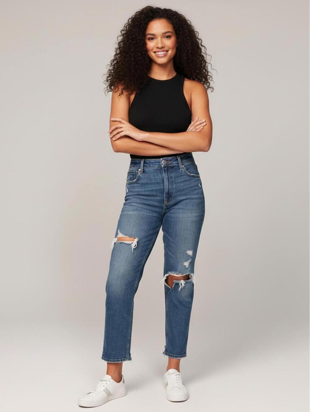 Abercrombie - Curve Love Ultra High Rise Ankle Straight Jeans - 27 / 4R